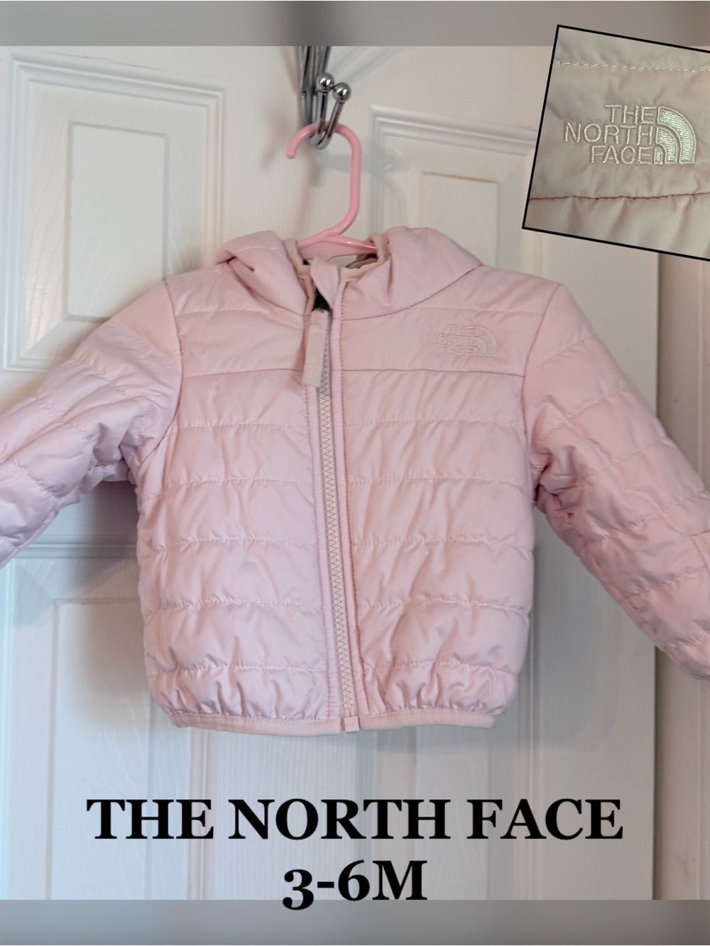 REVERSIBLE The North Face Light Pink Infant Puffer Jacket